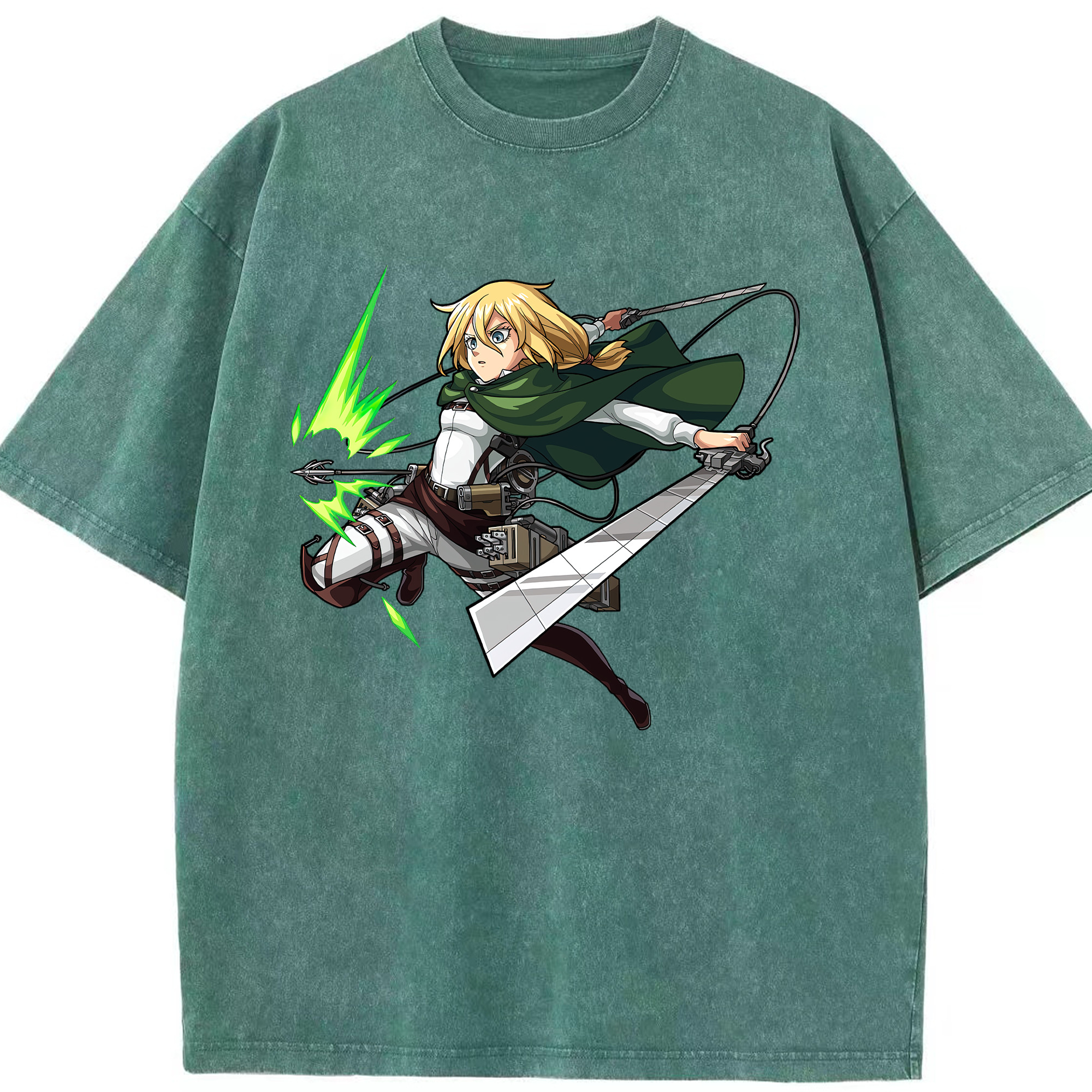 （画像用） 進撃の巨人 クリスタ·レンズ Attack on Titan Christa Lenz 綿100% ヴィンテージ風 半袖Tシャツ（フロントプリント）